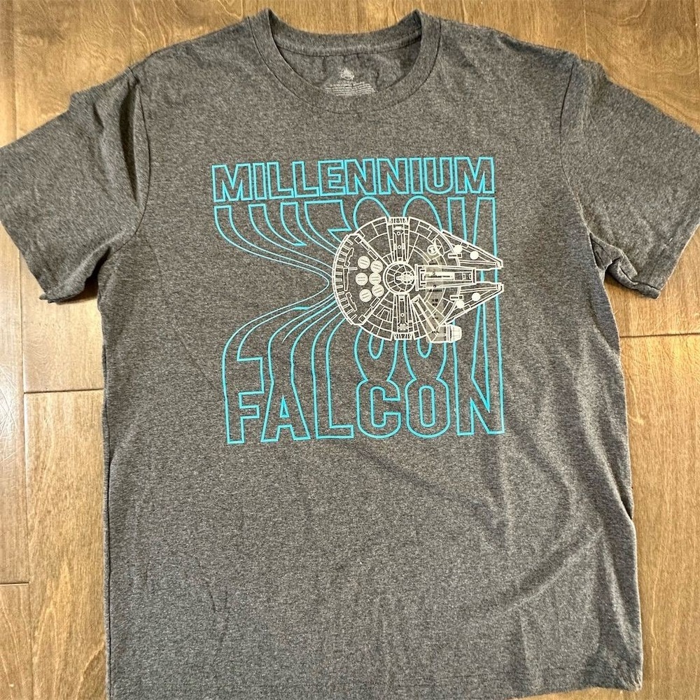 Disney Star‎ Wars Men's L Gray Millennium Falcon Graphic T-Shirt